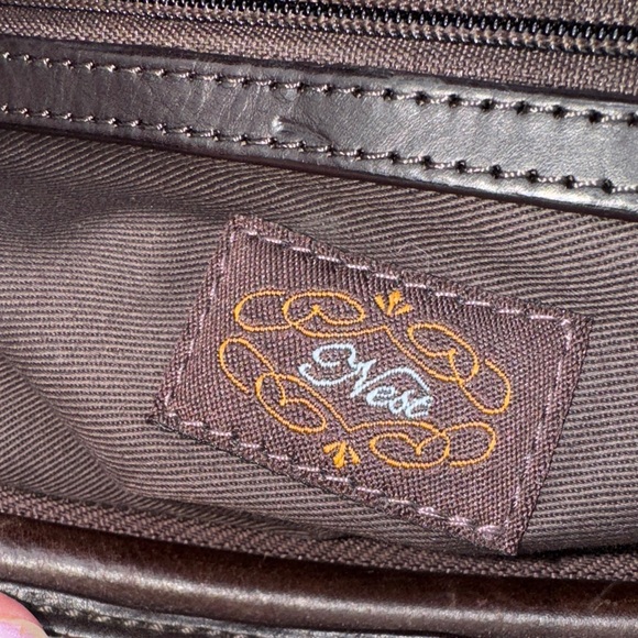 Anthropologie Nest Cross Stitch Embroidery Purse Bag Satchel Leather Handles - Picture 2 of 10